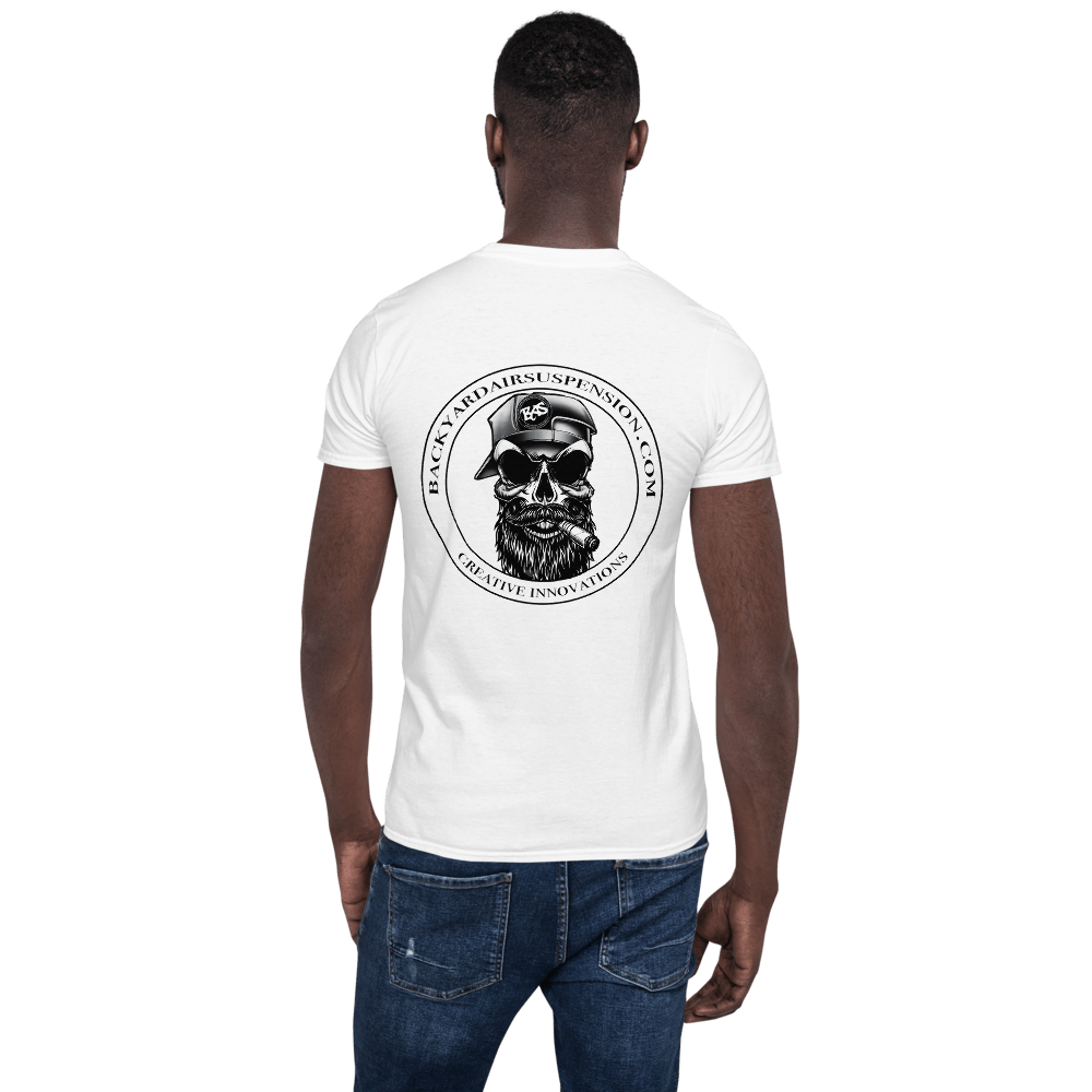 BAS Bearded Skull With Cigar White Men's T-Shirt - Backyard Air Suspension & Innovations, LLC.