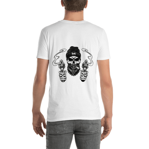 BAS Bearded with Guns White Men's T-Shirt - Backyard Air Suspension & Innovations, LLC.