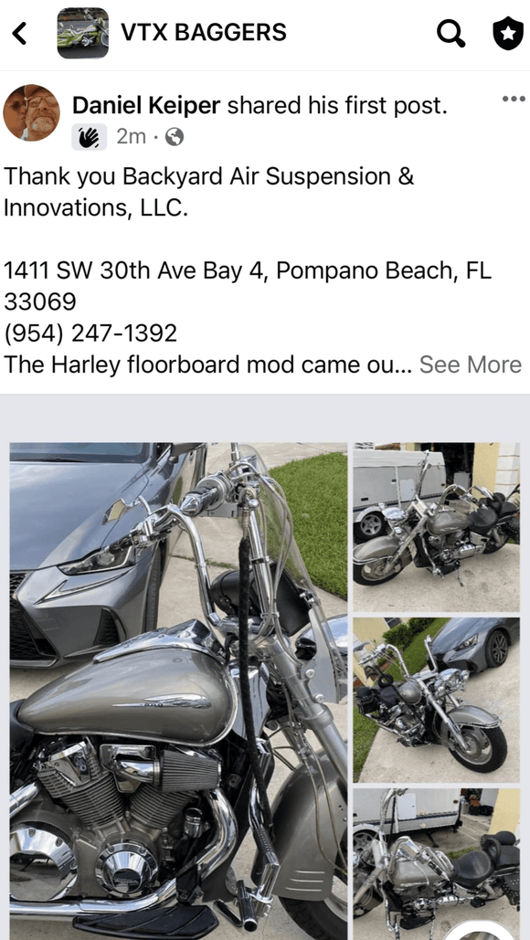 Honda VTX 1300 Floorboard Adaptor Kit - Backyard Air Suspension & Innovations, LLC.