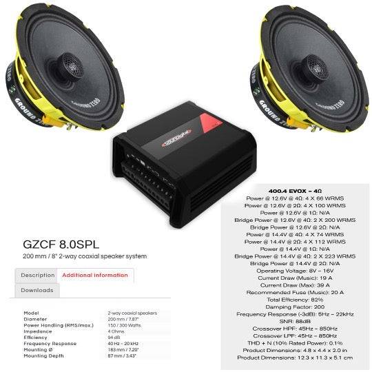 8" Speakers & Amplifier Combo - Backyard Air Suspension & Innovations, LLC.