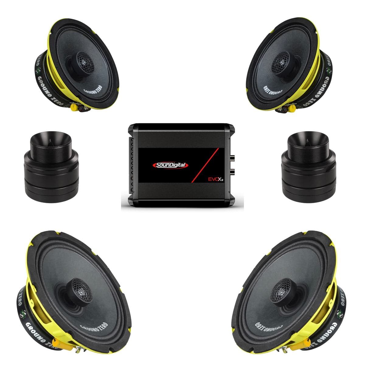 6.5", 8" Speakers, Amplifier & Tweeter Combo