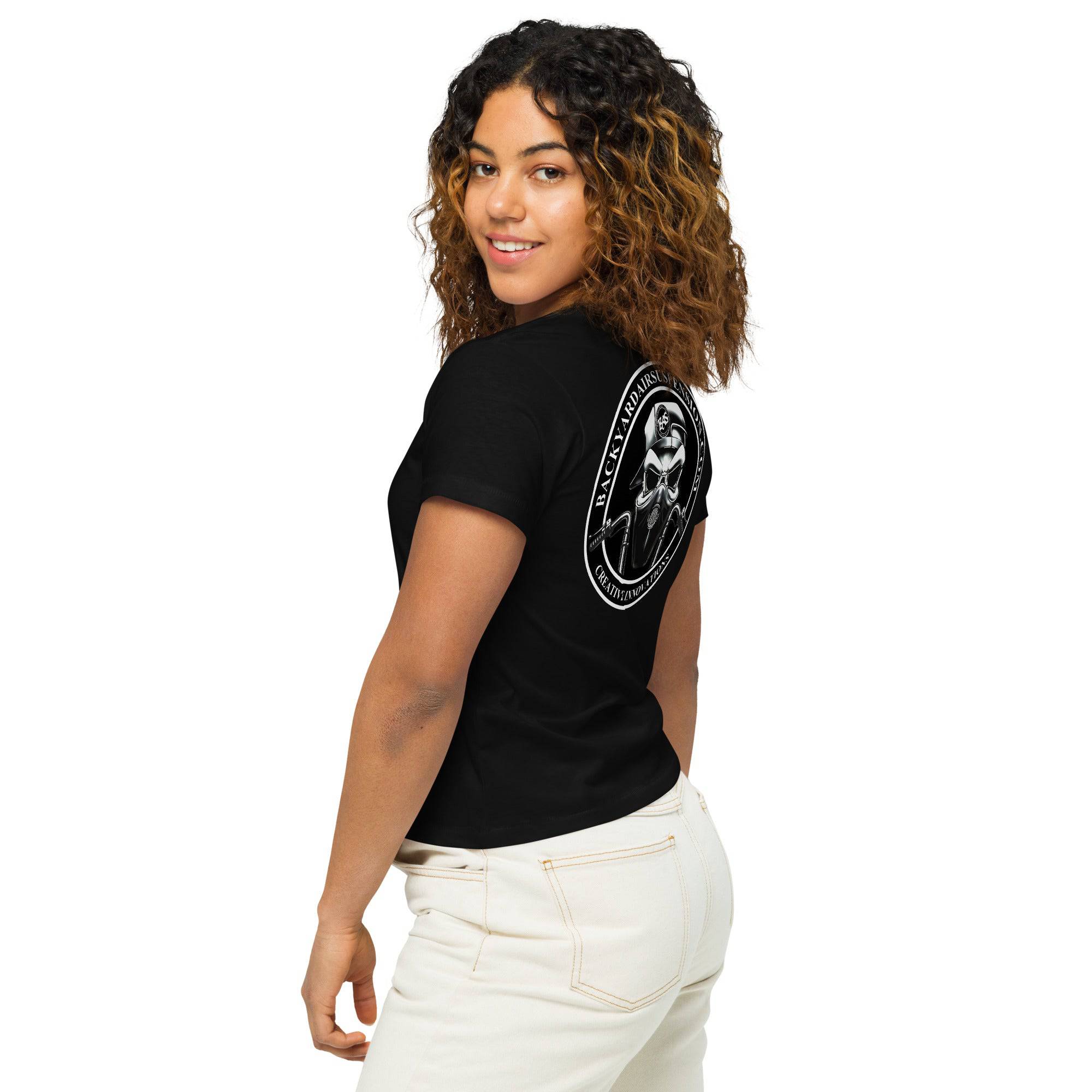 BAS Women’s high-waisted t-shirt - Backyard Air Suspension & Innovations, LLC.