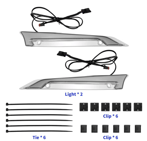 Harley Road Glide Windshield Trim DRL/Turn Signal Lights - Backyard Air Suspension & Innovations, LLC.