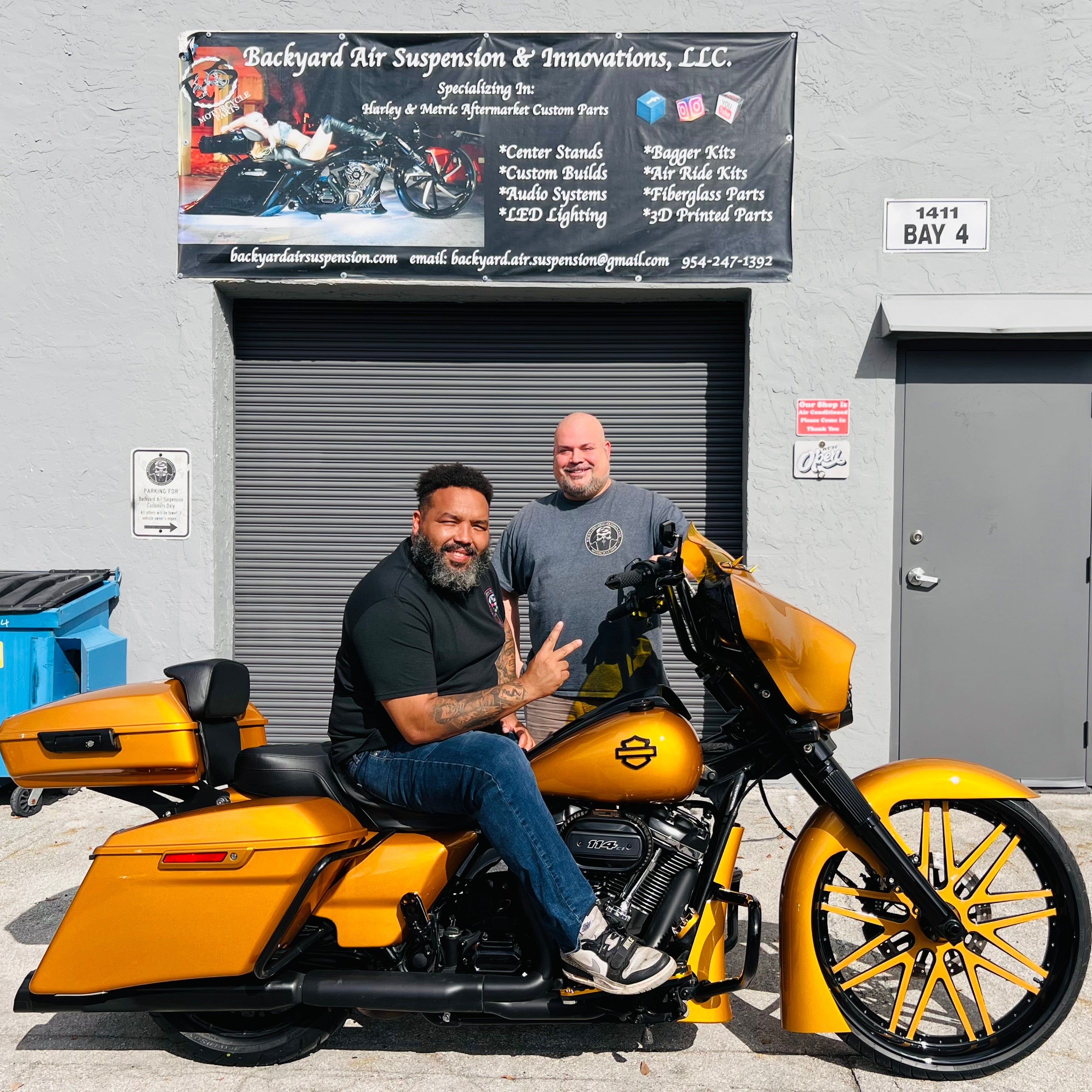 BACKYARD AIR SUSPENSION IS YOUR ONE STOP SHOP FOR YOUR HARLEY DAVIDSON OR METRIC MOTORCYCLE CUSTOMIZATIONS.