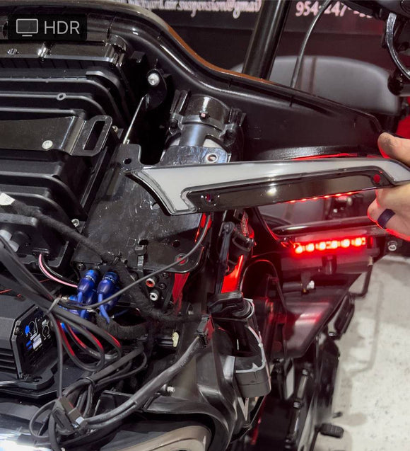 Harley Road Glide Windshield Trim DRL/Turn Signal Lights - Backyard Air Suspension & Innovations, LLC.