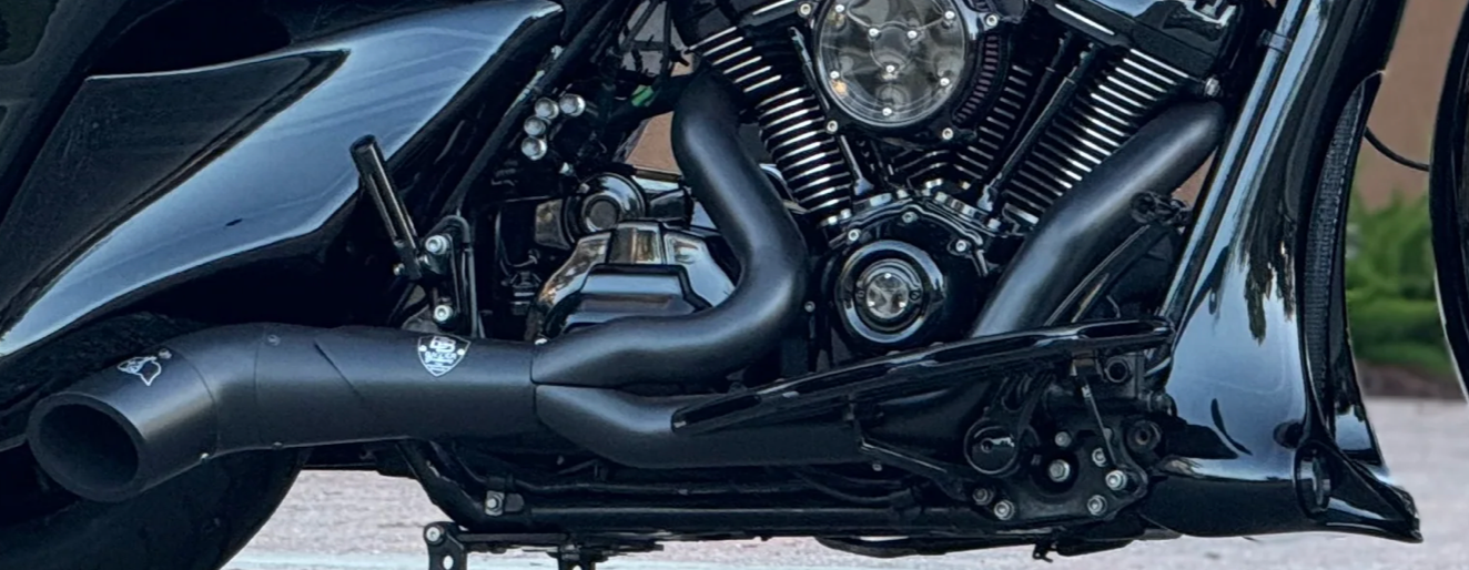 Harley Black 2 into 1 Exhaust with Kory Souza Tip