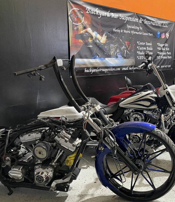 Harley Adjustable Manual Center Stand - Backyard Air Suspension & Innovations, LLC.